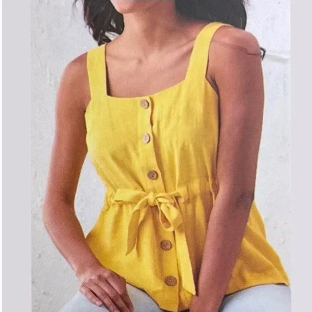 Charlie Paige, Button Front Top with cute tie, size Lg.